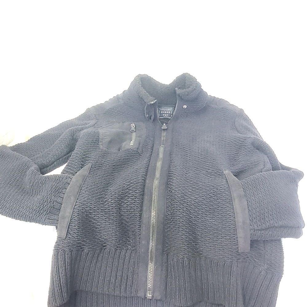 Guess Black Knit Zip-Up Jacket